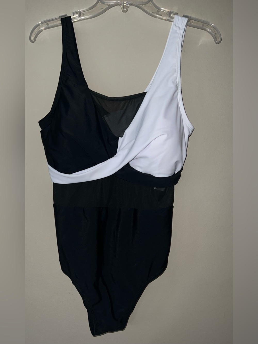 Meet Curve Black & White Sexy Cut Out Mesh One Piece Swimsuit - 2XL - NWT